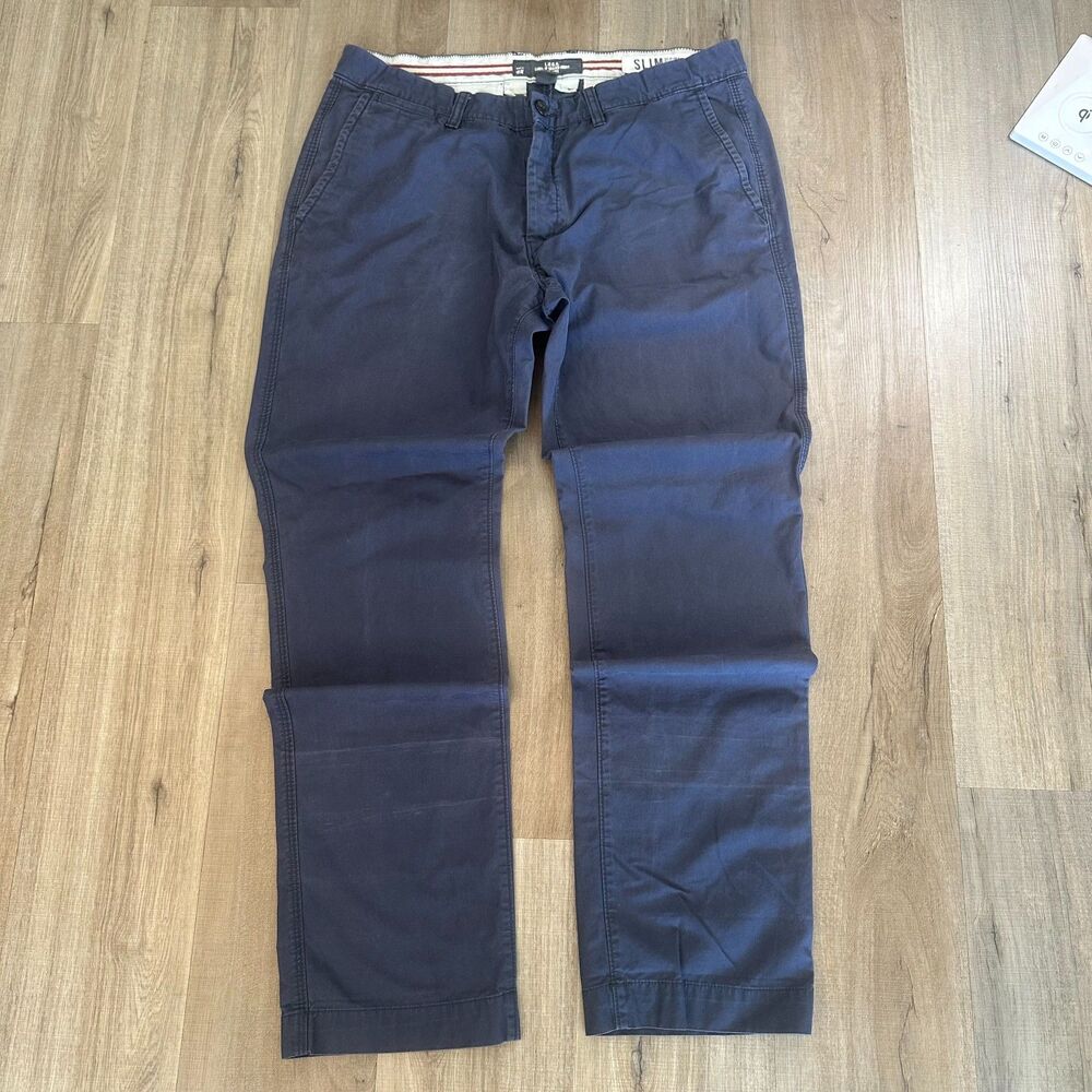 H&M LOGG Label of Graded Goods Blue Chino Pants Slim Straight Leg 38
